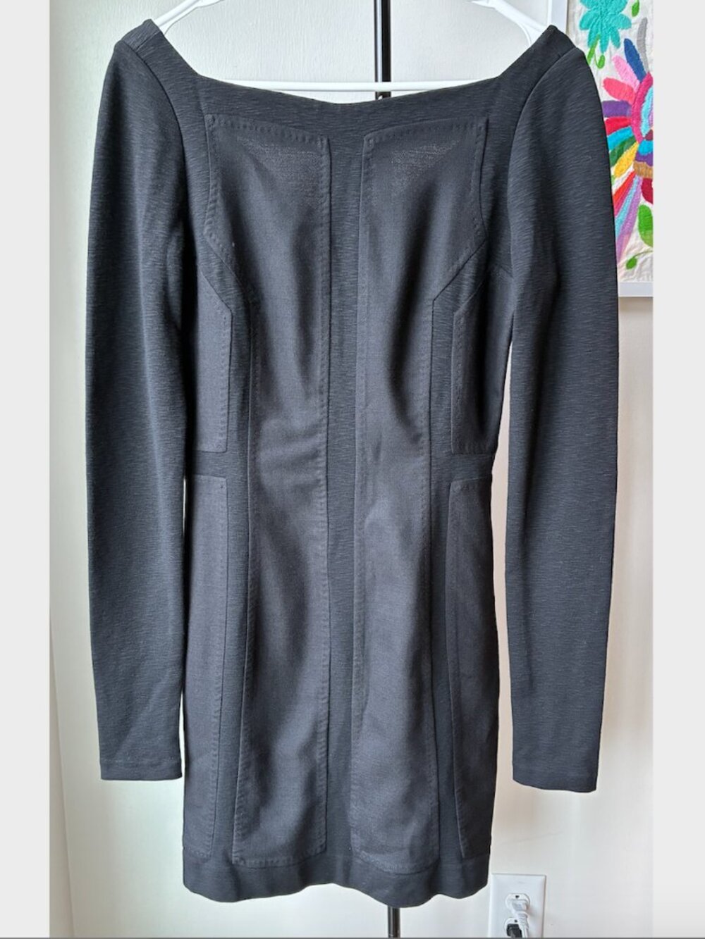 Diane von Furstenberg Vintage Black Patchwork Long Sleeve Mini Dress - Size 6